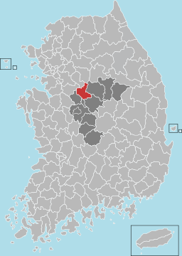 Eumseongs läge i Norra Chungcheong och Sydkorea.