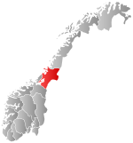 Мапа Норвегії з підсвіткою провінції Нур-Тренделаг