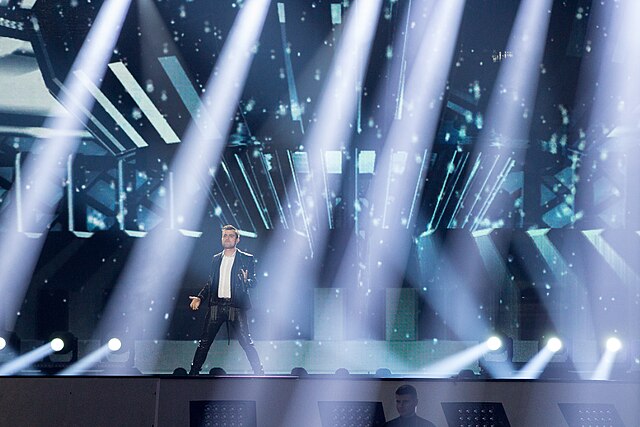 Omar Naber during a rehearsal before the first semi-final