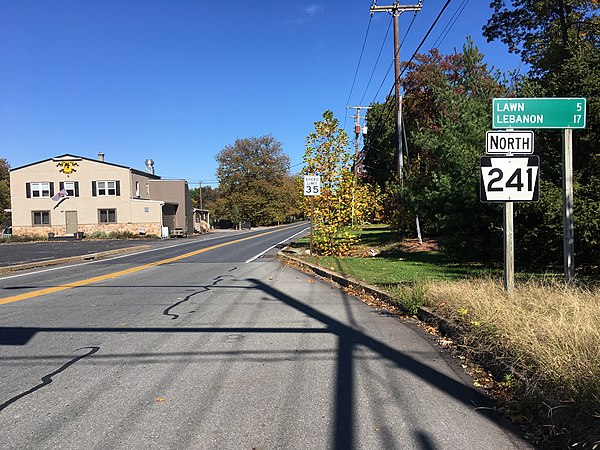 PA 241 northbound past PA 743 in Elizabethtown