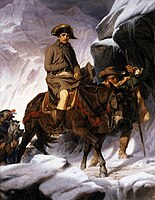 Bonaparte Crossing the Alps, realist version by Paul Delaroche in 1848