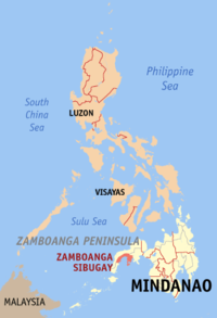 मानचित्र जिसमें ज़म्बोआंगा सिबुगय Zamboanga Sibugay हाइलाइटेड है