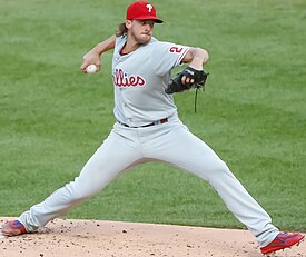 Aaron Nola throwing a pitch.