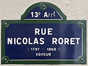 Plaque Rue Nicolas Roret - Paris XIII (FR75) - 2021-06-30 - 1.jpg