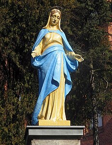 Statue of Mary outside the Church of the Holy Trinity in Bydgoszcz