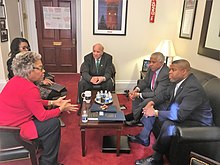 Dayton NAACP President Derrick Foward urges Congresswoman Beatty to support NAACP Legislative Priorities. President Foward, Tom Roberts, Hilary Shelton Lobbying Congresswoman Joyce Beatty -2 (2).jpg