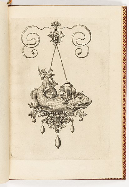 File:Print, Plate 3, from Bullarum Inaurium etc. Archetypi Artificiosi Pars Altera (Pendants, Earrings, etc. Designs of the Most Skillful Nature, Part Two), 1582 (CH 18286037-2).jpg