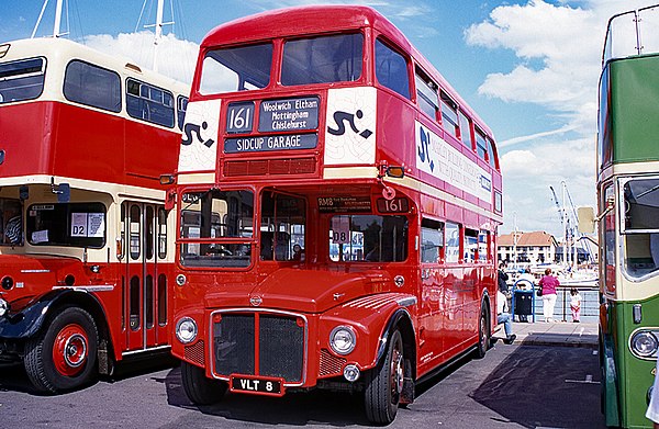 RM8, first production Routemaster, at a bus rally in 1995