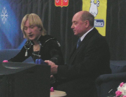 Plushenko and longtime coach Alexei Mishin at the 2004 Russian National Championships