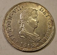 Moneda de dos reales de Fernando VII, Lima, 1819.