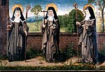 Medeltida altartavla som troligtvis ursprungligen fanns i Klara kloster, föreställande Klara, Hortolana och Agnes av Assisi.