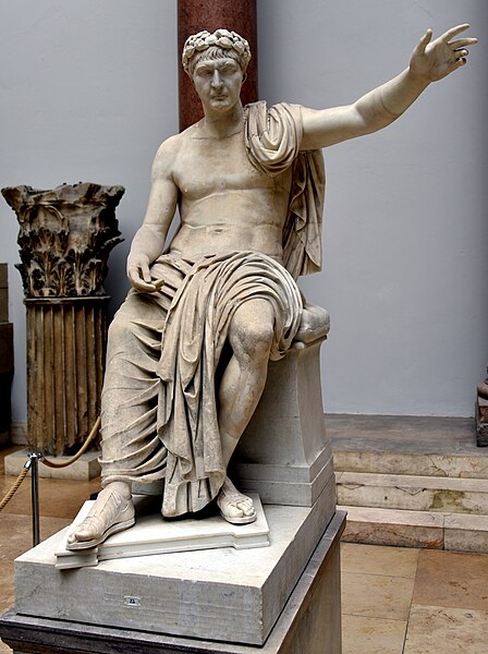 File:Seated figure of the Roman Emperor Trajan, 1st century CE. Marble. Pergamon Museum, Berlin, Germany.jpg