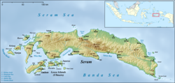 Seram és az Ambon-sziget egy 1967-es navigációs térképen