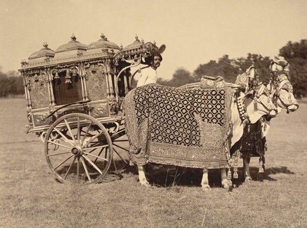 Photograph of a Rajput royal silver zenana carriage in the princely state of Baroda, India. 1895, Oriental and India Office Collection, British Librar