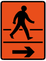 Detour for pedestrians in direction indicated (Right)