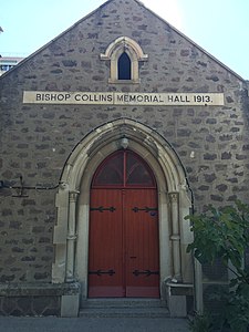 The entrance to Bishop Collins Memorial Hall