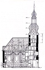 Stadtkirche Monschau Längsschnitt, Zustand 1977