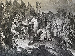 The Phillip Medhurst Picture Torah 586. Idolatry with Baal-peor. Numbers cap 25 vv 1-8. Pool.jpg