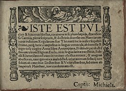 Title page of the Latin version of the Refereinen, 1529