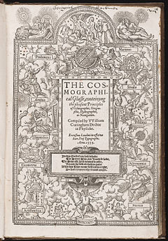 Title page, The Cosmographical Glasse, 1559 Title page The Cosmographical Glasse by William Cuningham 1559.jpg