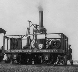 The Tom Thumb replica in action. Tom Thumb locomotive 20c replica.jpg