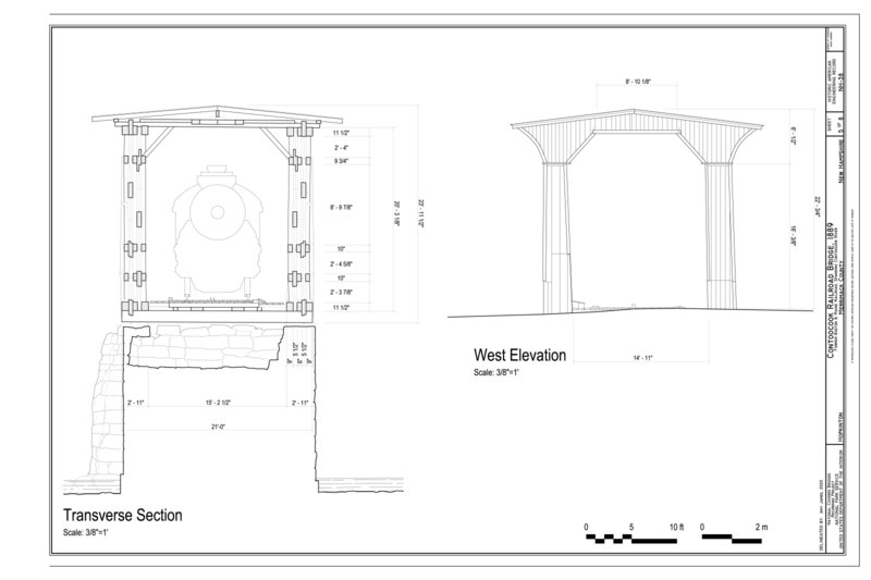 File:Transverse Section; West Elevation - Contoocook Railroad Bridge, Spanning Contoocook River at former Boston and Maine Railroad (originally Concord and Claremont Railroad), HAER NH-38 (sheet 5 of 8).tif