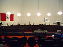 City Council meeting in the former City Hall on River Street