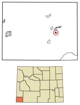 Posizione di Mountain View nella contea di Uinta, Wyoming.