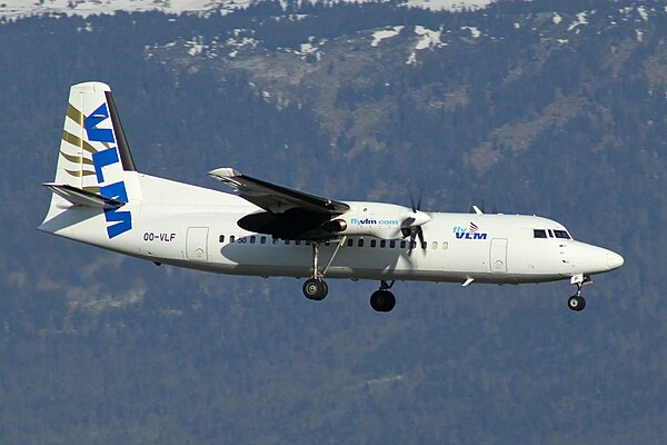 VLM Fokker 50 in the last livery of the original airline