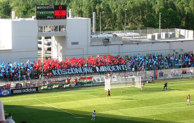 Videoton supporters at the ETO Park, in Győr, 2010.