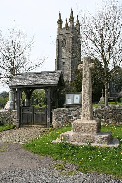 File:Village Cross, Lych Gate and Church Spire - geograph.org.uk - 157632.jpg