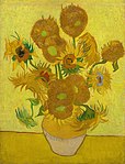해바라기 (F458), 4판의 재판 (노란색 배경) 유화, 95 × 73 cm 반 고흐 미술관, 암스테르담, 네덜란드