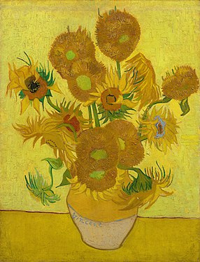 گل‌های آفتابگردان با پس‌زمینه زرد اثر وَنسان وَن گوگ