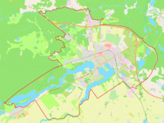 Mapa konturowa Wałcza, w centrum znajduje się punkt z opisem „Wałcz Raduń”