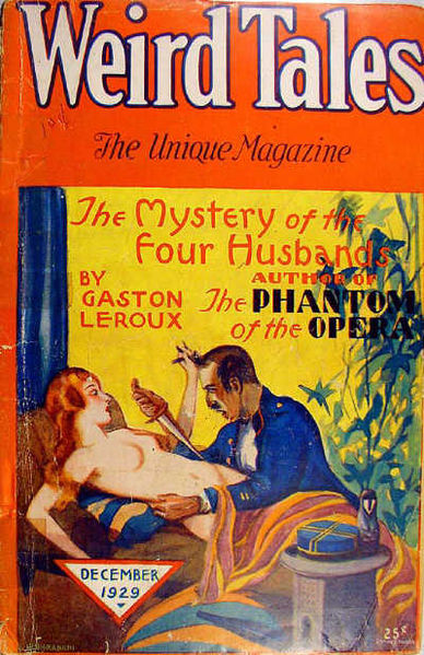 Gaston Leroux's "Not' Olympe" was translated into English as "The Mystery of the Four Husbands" and published in the December 1929 issue of Weird Tale
