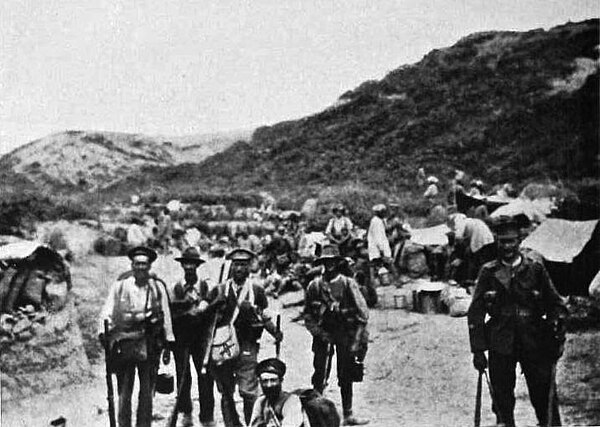 Some of the regiment's survivors after the Battle of Chunuk Bair