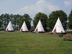 The Wigwam Village Motel, built in 1937, is one of Cave City's unique attractions and located on the Historic National Register. It was the 2nd of 7 Wigwam Villages constructed across America, and one of only 3 now in existence. Wigwam Village Motel 2000.jpg