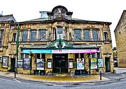 The Winter Garden theatre entrance in 2017, to the west of the King's Hall Winter Garden Ilkley.jpg