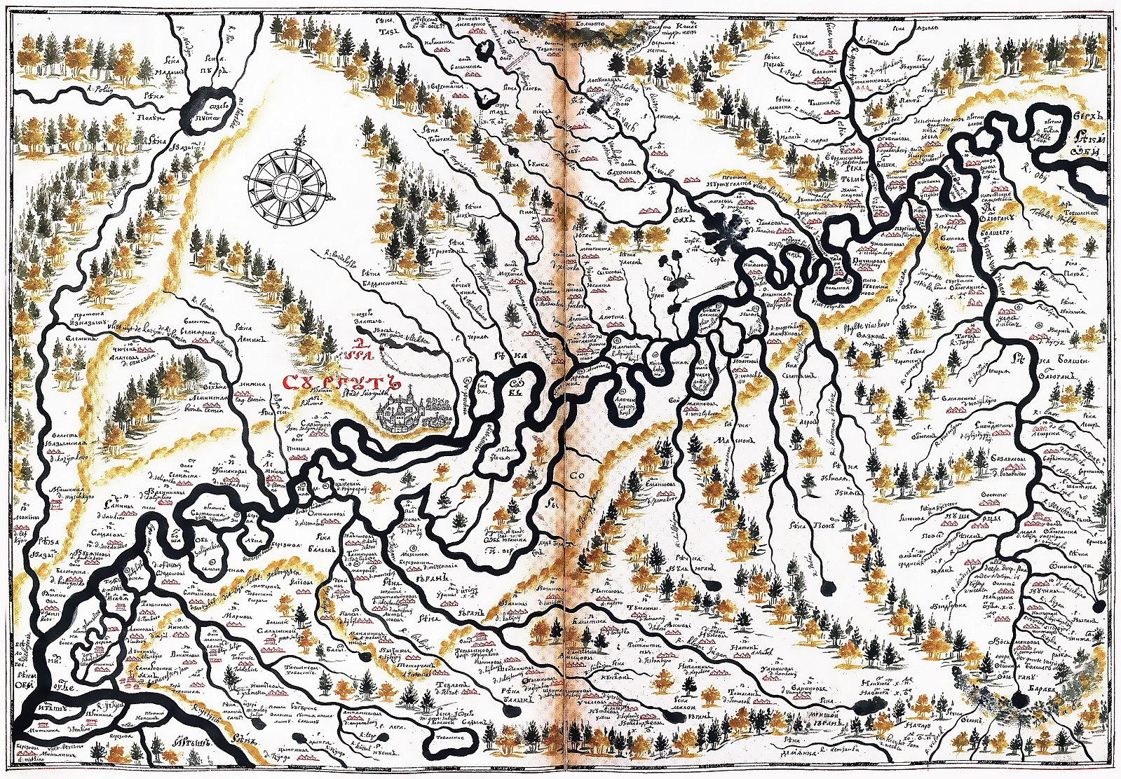 Чертёжная карта Сибири с.Ремезова 1701 г