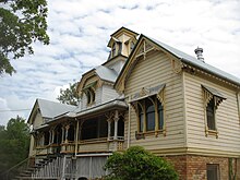 Classic Queenslander, showing verandas, providing ventilation "Captain's House", 20 Wharf Street, Shorncliffe, Brisbane, 2019.jpg