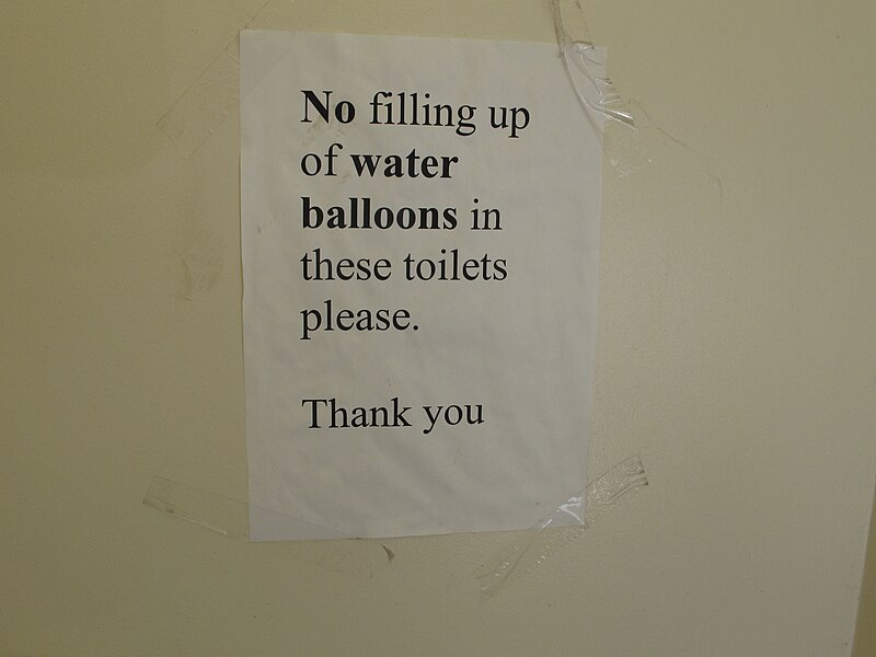 File:"No filling up of water balloons in these toilets please" - geograph.org.uk - 5067182.jpg