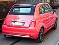 " 15 - ITAlian red convertible - Fiat 500 C (2015) in Milan whit tram ATM (restaurant vehicle) (cropped).jpg