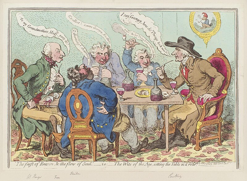 File:'The feast of reason, and the flow of soul,' - ie - the wits of the age, setting the table in a roar by James Gillray.jpg