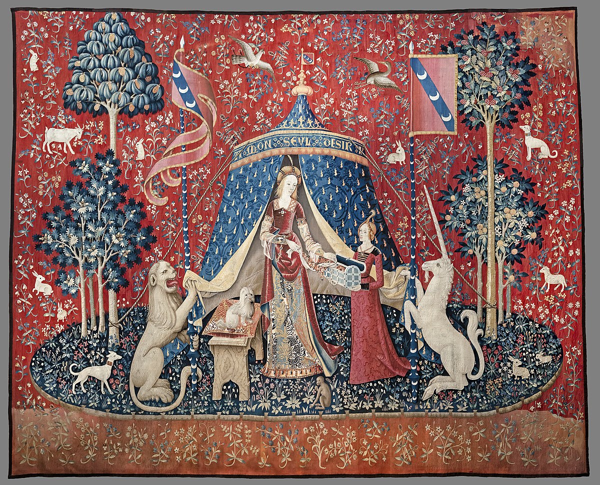 Touch Belgian Woven Medieval Unicorn Tapestry Wallhanging Lady and the Unicorn