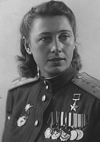 1945 Photograph of Fomicheva wearing her military uniform and medals