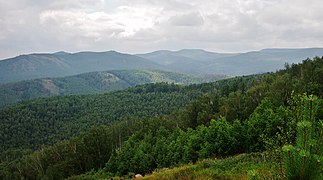 Wooded Ural Mountains of Beloretsky District, Russia.