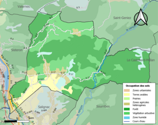 Színes térkép mutatja a földhasználatot.