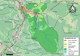 Carte des infrastructures et de l'occupation des sols de la commune en 2018 (CLC).