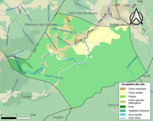 Kolorowa mapa przedstawiająca użytkowanie gruntów.