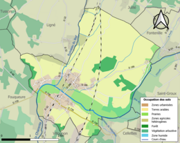 Carte des infrastructures et de l'occupation des sols de la commune en 2018 (CLC).